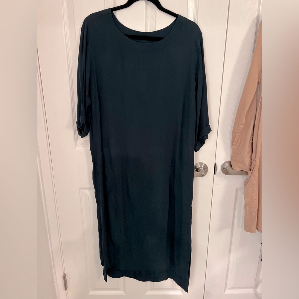 NWT Anthropologie Petite Dress Dk‎ Green Size Large